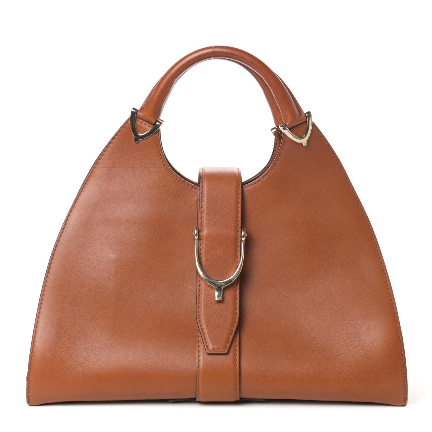 Gucci Calfskin Medium Stirrup Top Handle Bag Brown 1 of 10