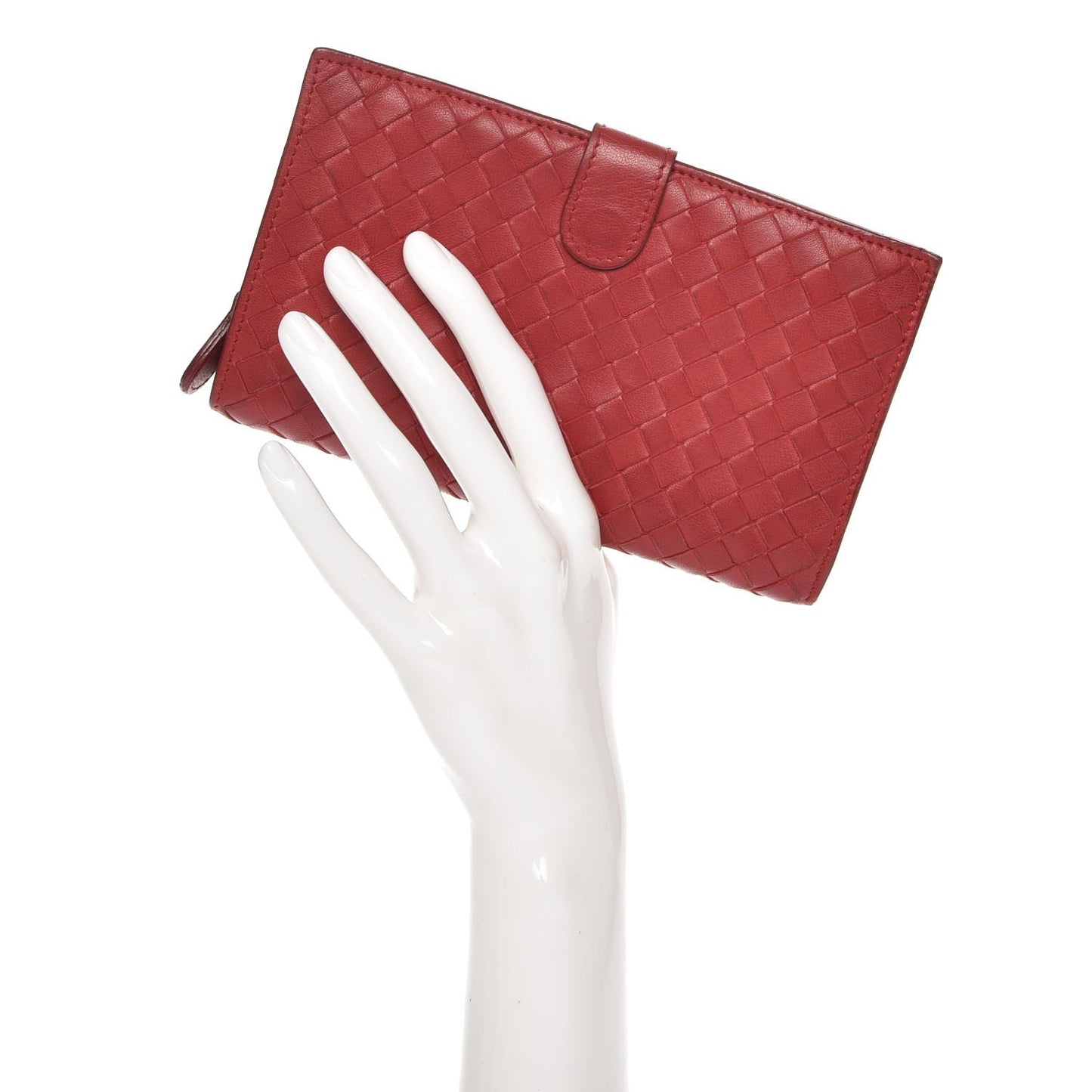 Nappa Intrecciato Continental Snap Wallet Red