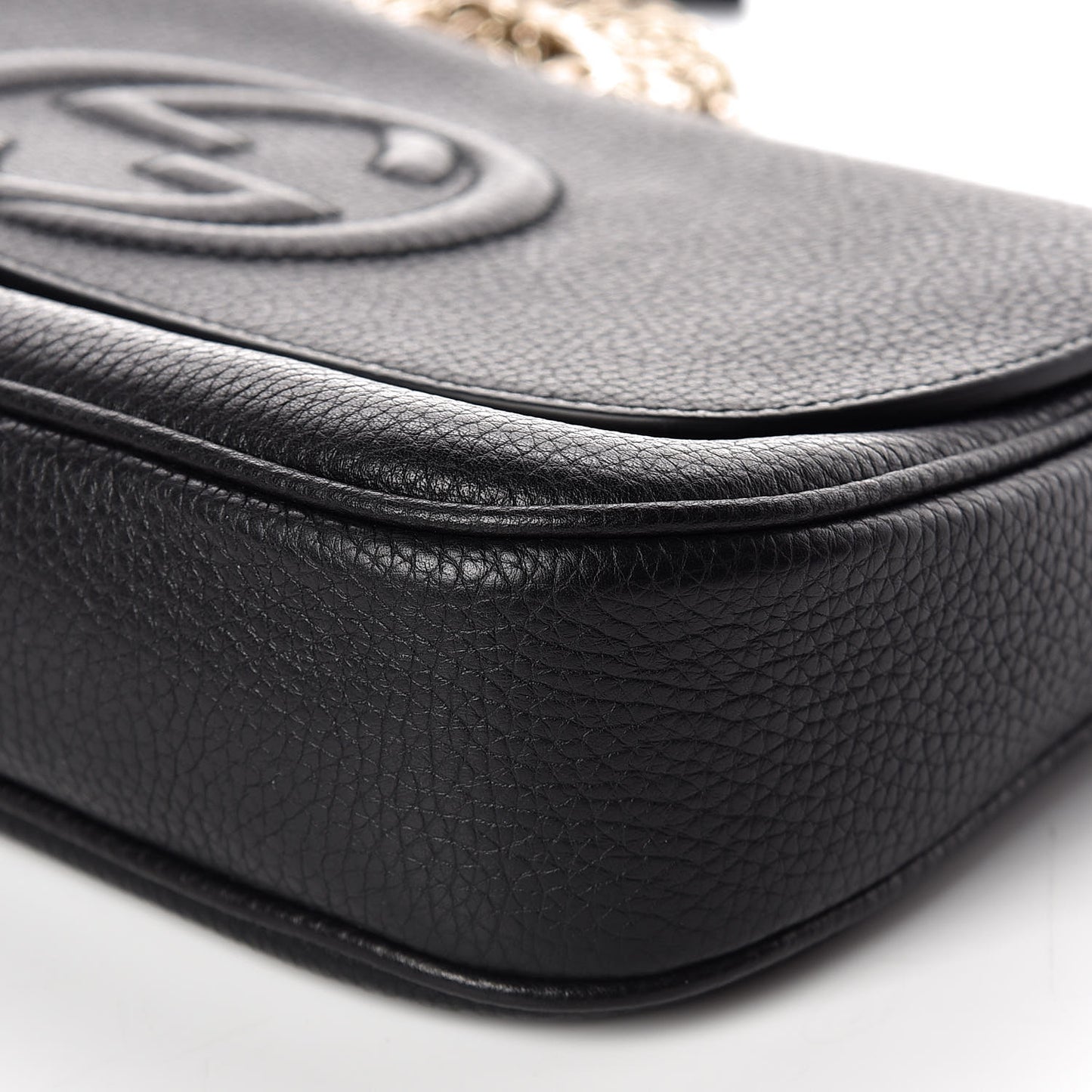 Pebbled Calfskin Medium Soho Flap Crossbody Black