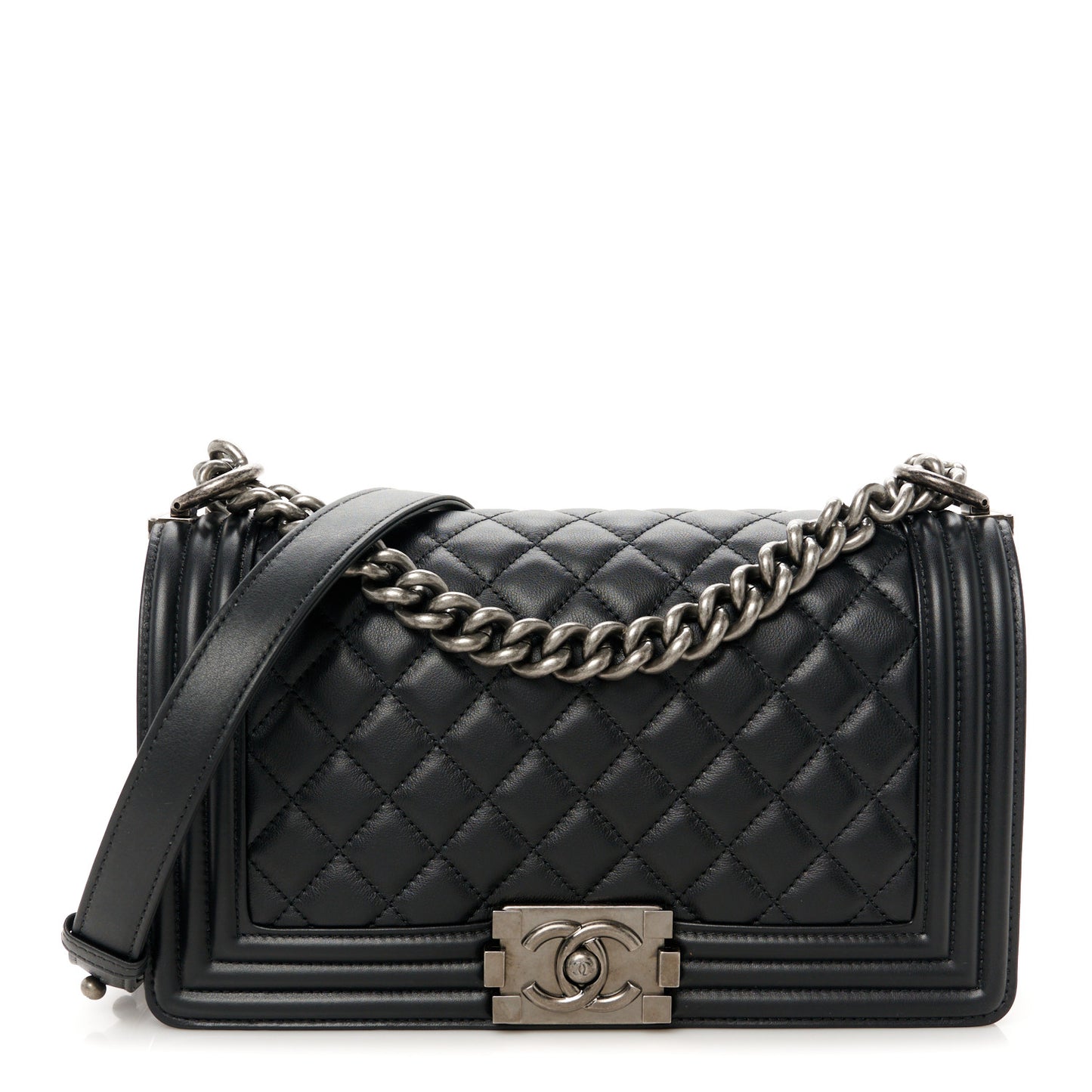 Calfskin Quilted Medium Boy Flap Black