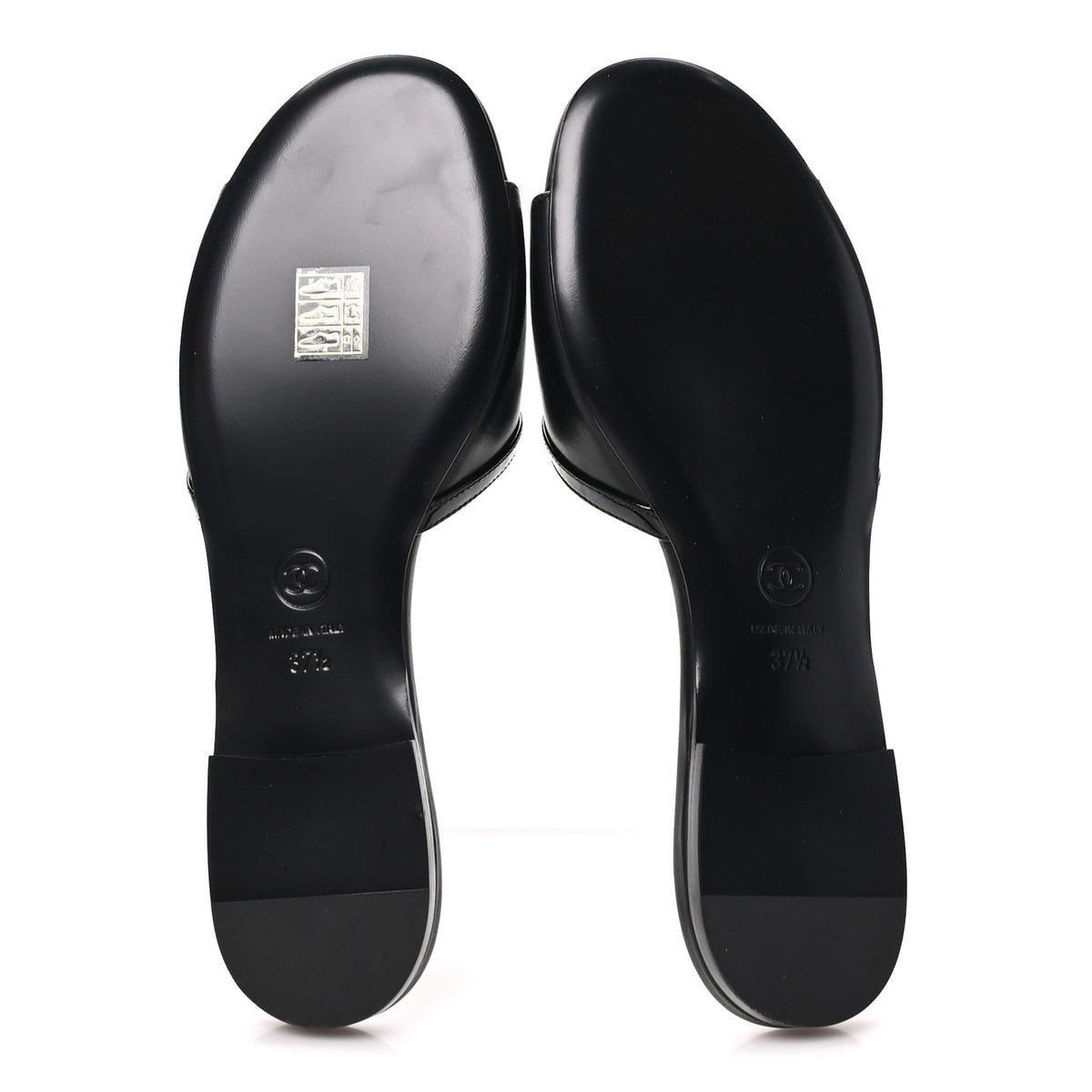 Chanel Lambskin CC Cutout Sandal Mules 37.5 Beige Black 6 of 10