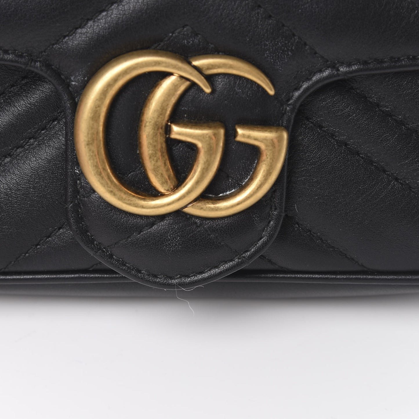 Calfskin Matelasse Super Mini GG Marmont Shoulder Bag Black