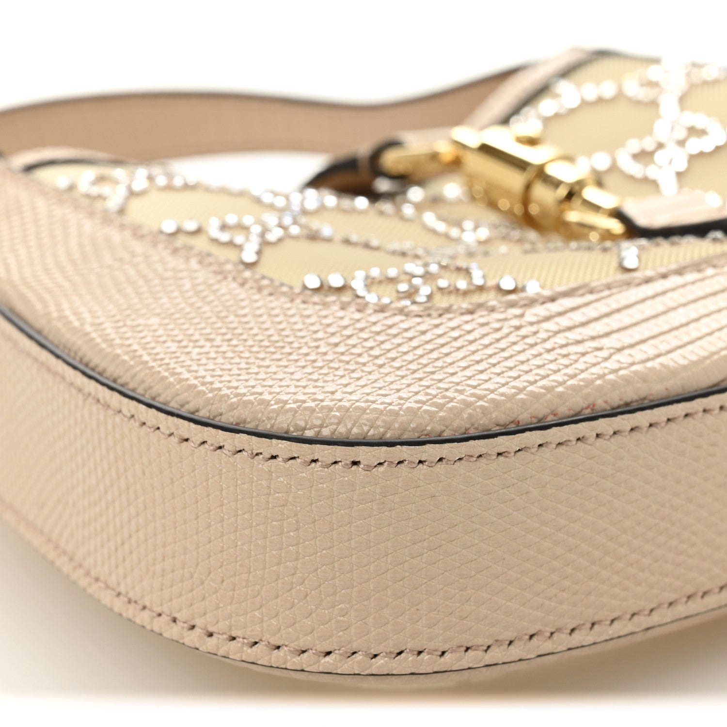 Gucci Lizard Mesh Crystal GG Monogram Mini Jackie 1961 Hobo Light Powder Skin Rose 9 of 11