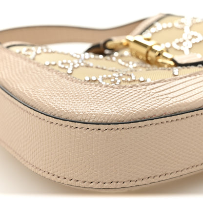 Gucci Lizard Mesh Crystal GG Monogram Mini Jackie 1961 Hobo Light Powder Skin Rose 9 of 11