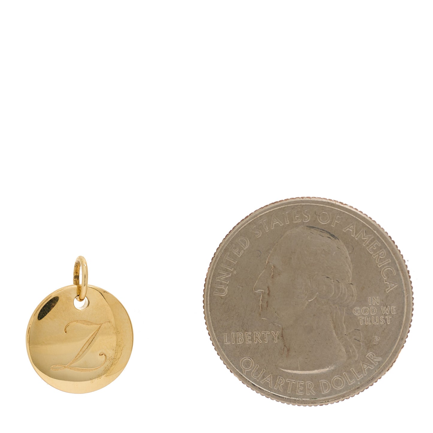 18K Yellow Gold Notes Letter L Disc Charm Pendant