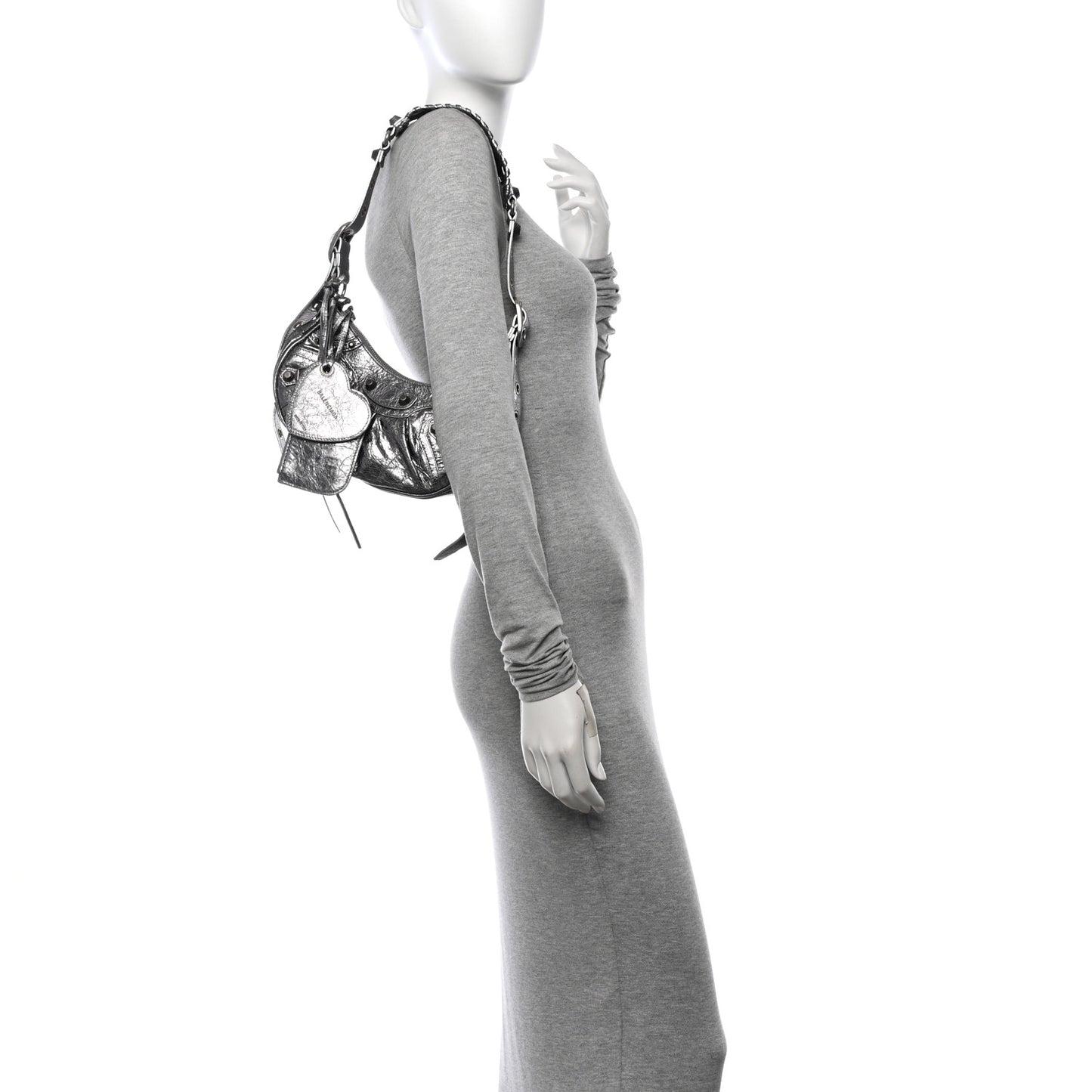 Metallic Agneau Arena Le Cagole Shoulder Bag XS Silver