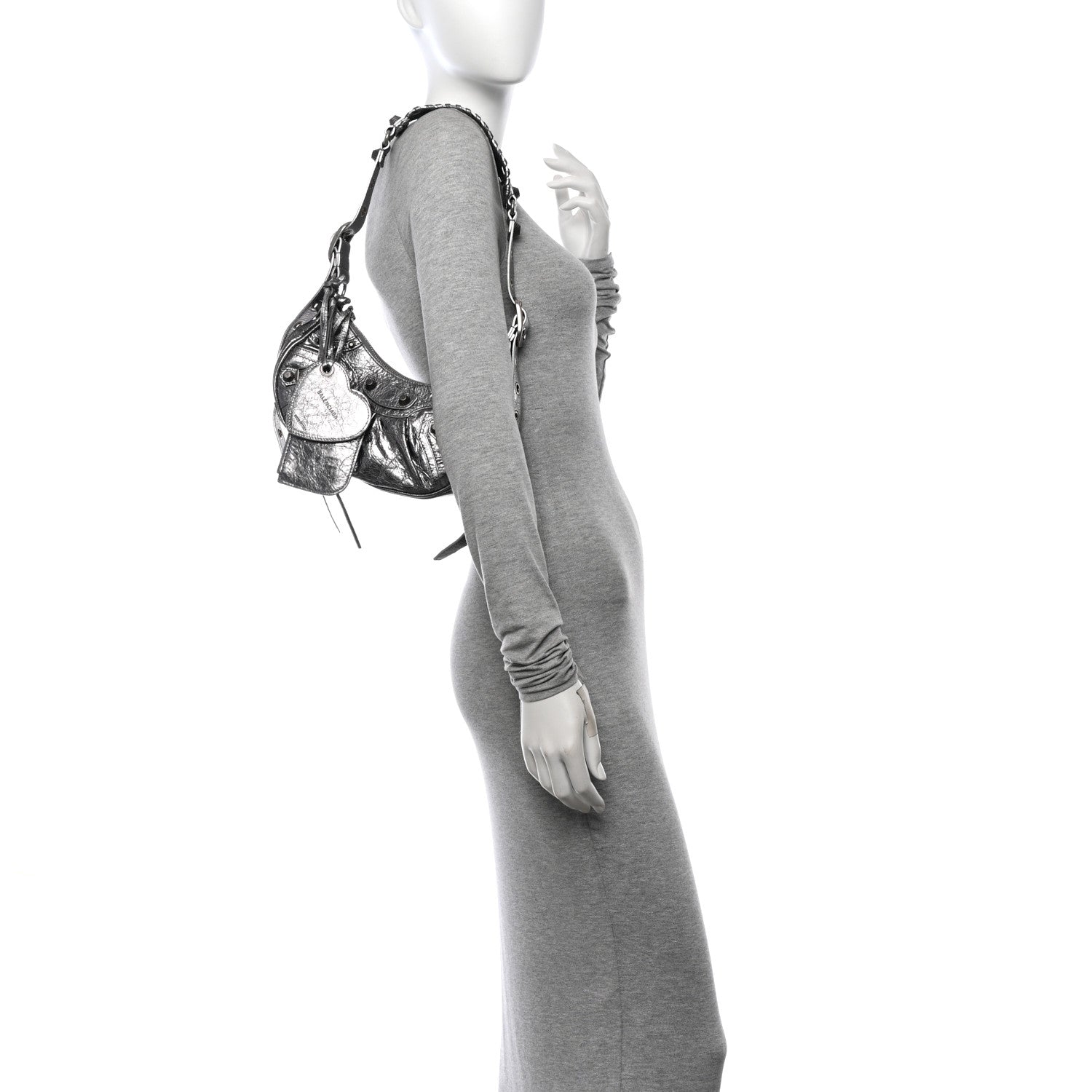 Balenciaga Metallic Agneau Arena Le Cagole Shoulder Bag XS Silver 2 of 13