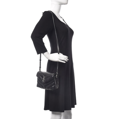 Saint Laurent Calfskin Y Quilted Monogram Toy Loulou Crossbody Bag Black 2 of 12