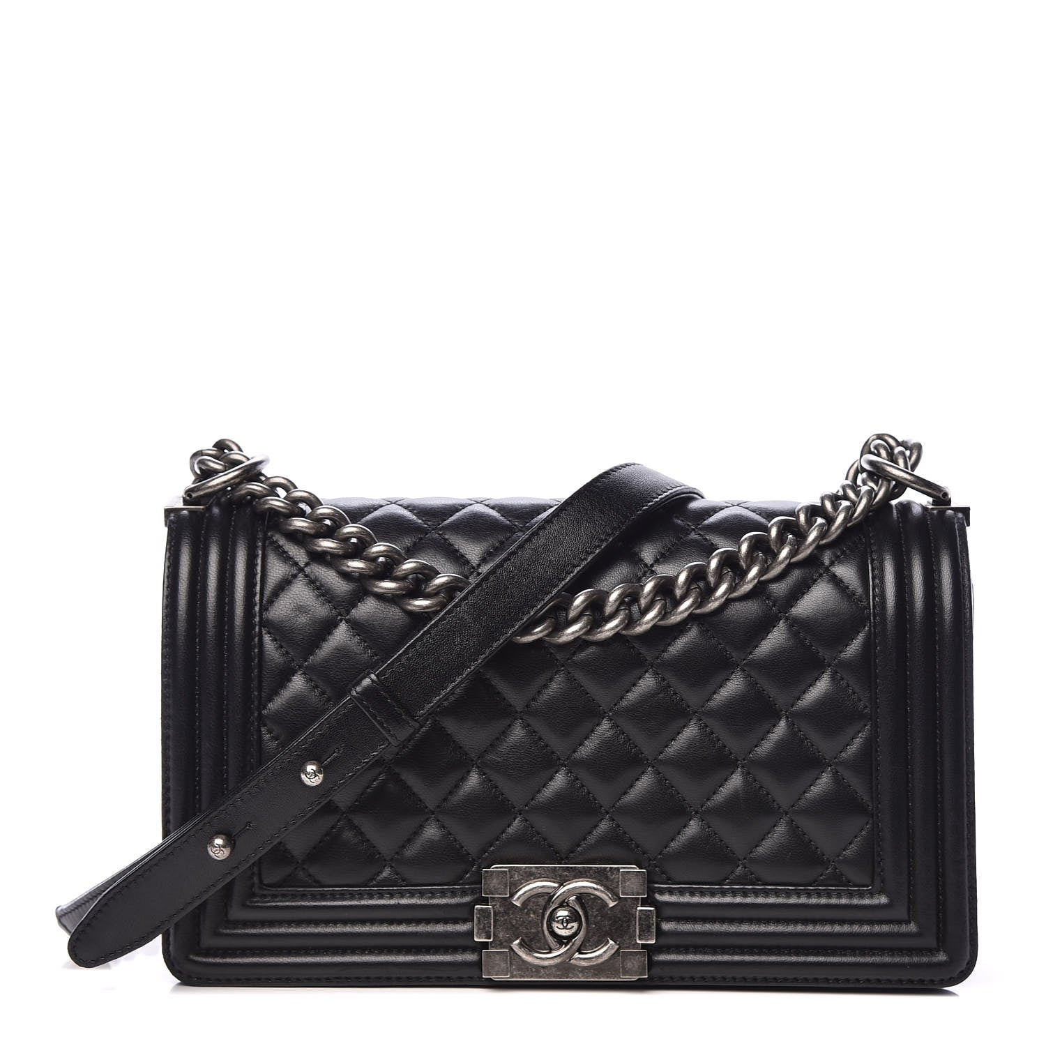 Chanel Lambskin Quilted Medium Boy Flap Black 1 of 21