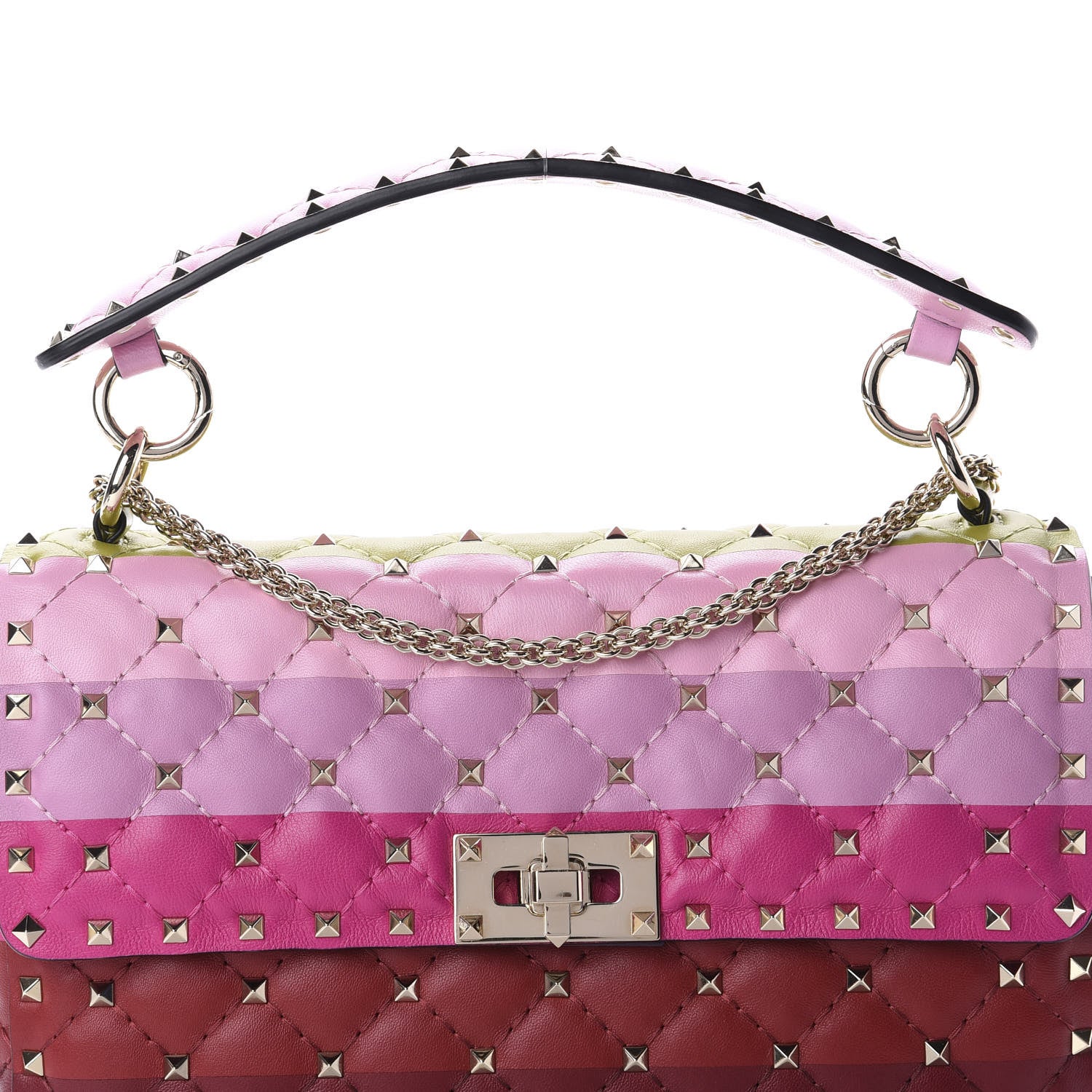 Valentino Garavani Lambskin Stripe Intarsia Medium Rockstud Spike Shoulder Bag Multicolor 11 of 11