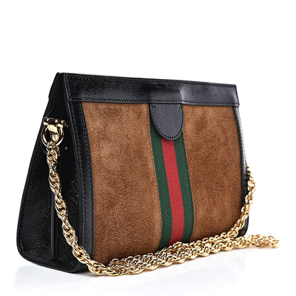 Gucci Suede Patent Web Small Ophidia Chain Shoulder Bag Nocciola Black 3 of 12