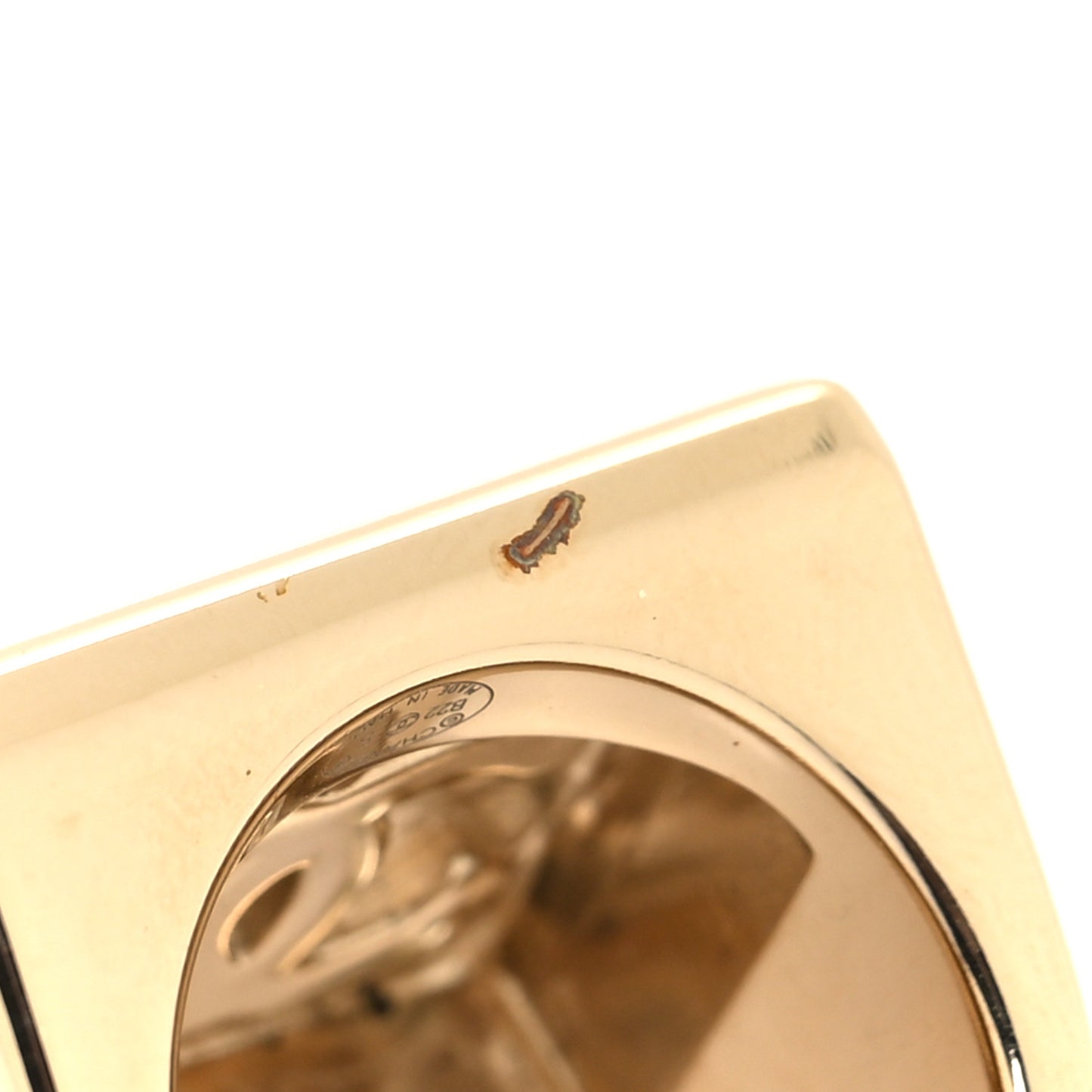 Metal Crystal Square CC Ring 50 5.25 Light Gold