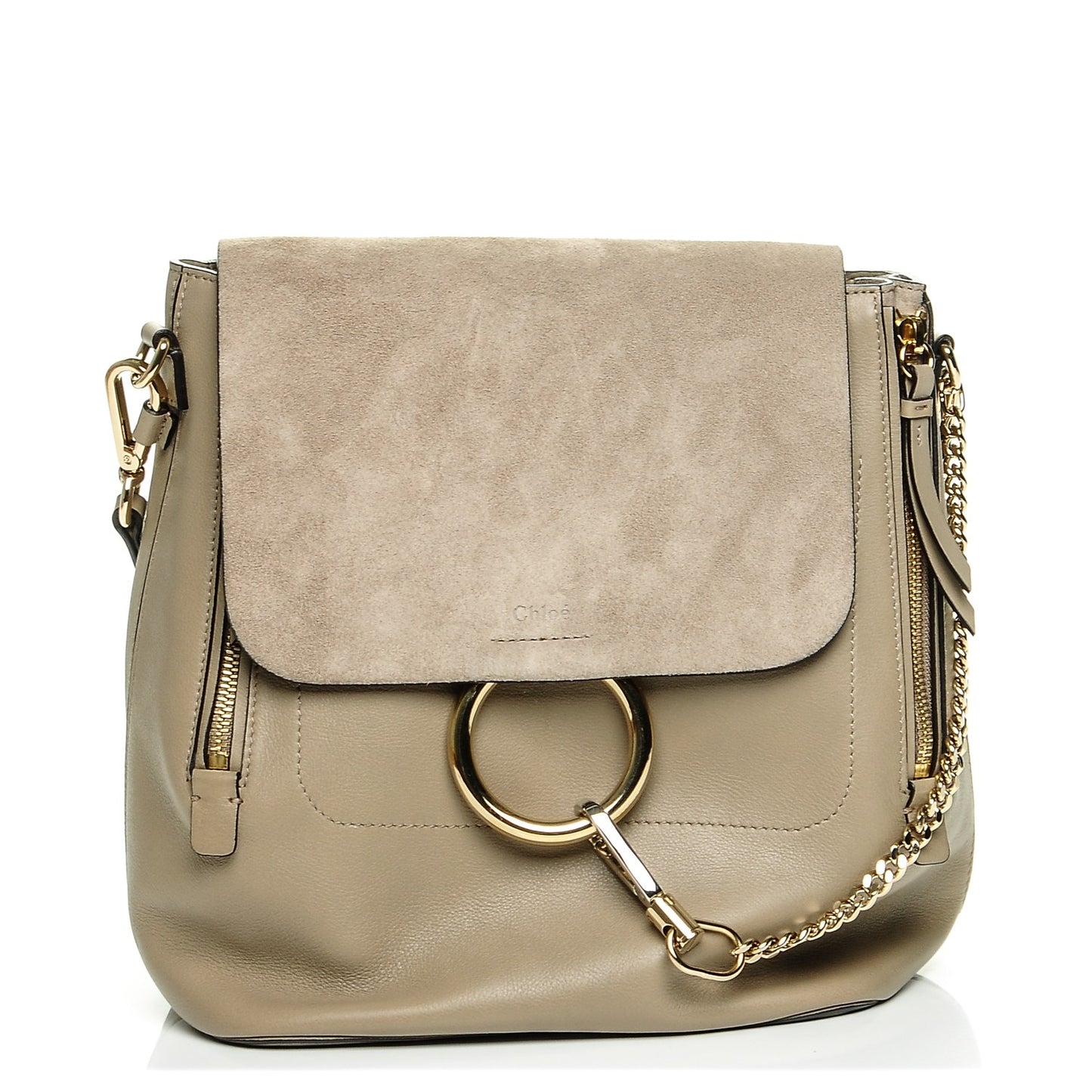 Suede Calfskin Medium Faye Backpack Motty Grey