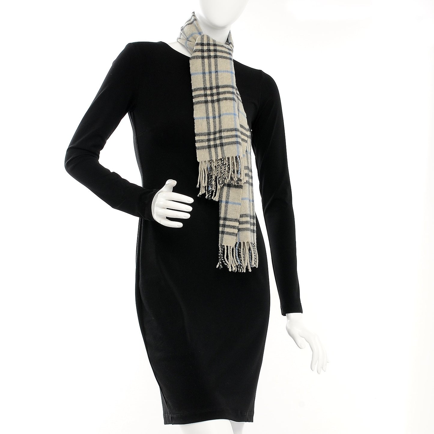 Cashmere House Check Fringe Scarf Grey