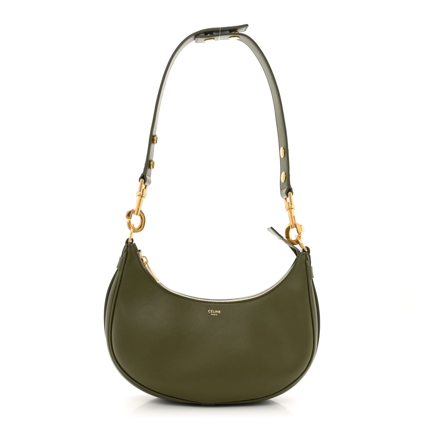 Smooth Calfskin Medium Strap Ava Shoulder Bag Dark Olive