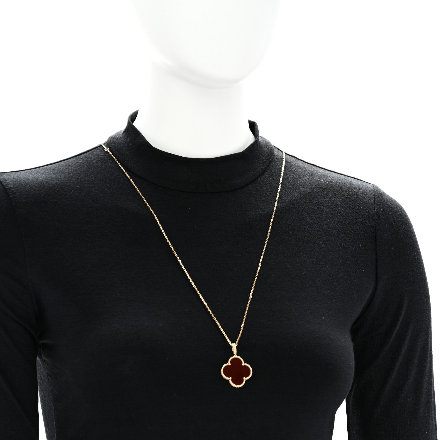 Van Cleef & Arpels 18K Yellow Gold Carnelian Magic Alhambra Long Necklace 2 of 5