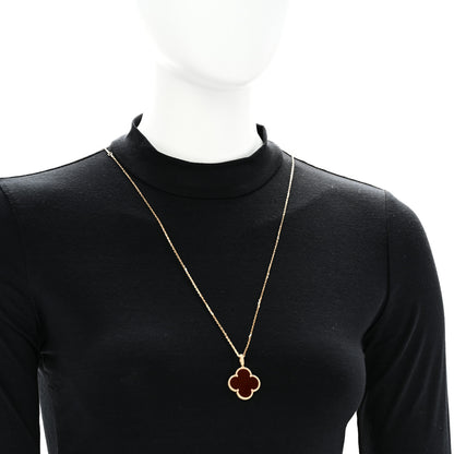 Van Cleef & Arpels 18K Yellow Gold Carnelian Magic Alhambra Long Necklace 2 of 5