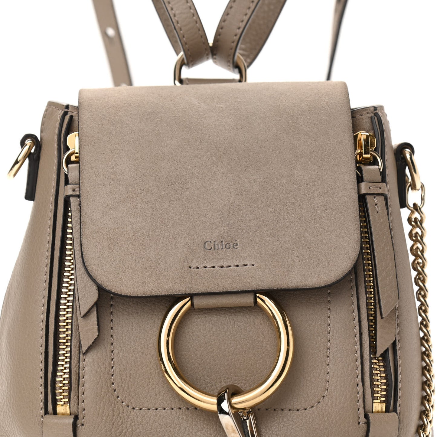 Suede Calfskin Mini Faye Backpack Motty Grey
