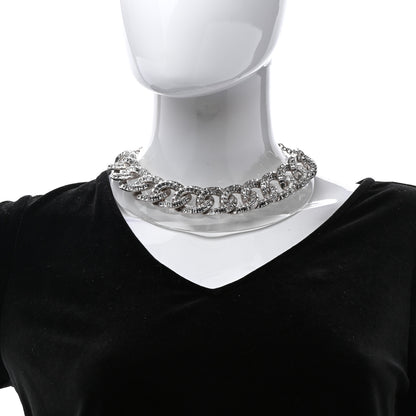 Chanel Baguette Crystal CC Chain Link Choker Necklace Silver 2 of 7