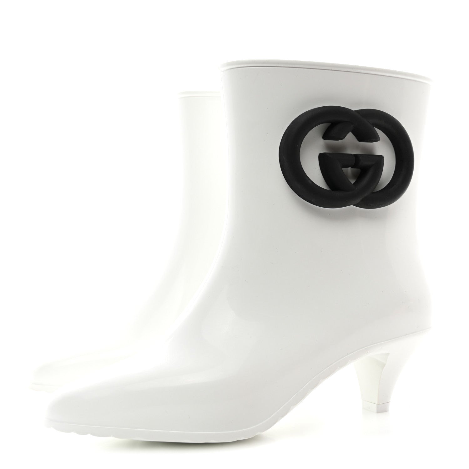 Gucci Rubber Womens Interlocking G Ankle Boot Pumps 36 Great White Black 3 of 10