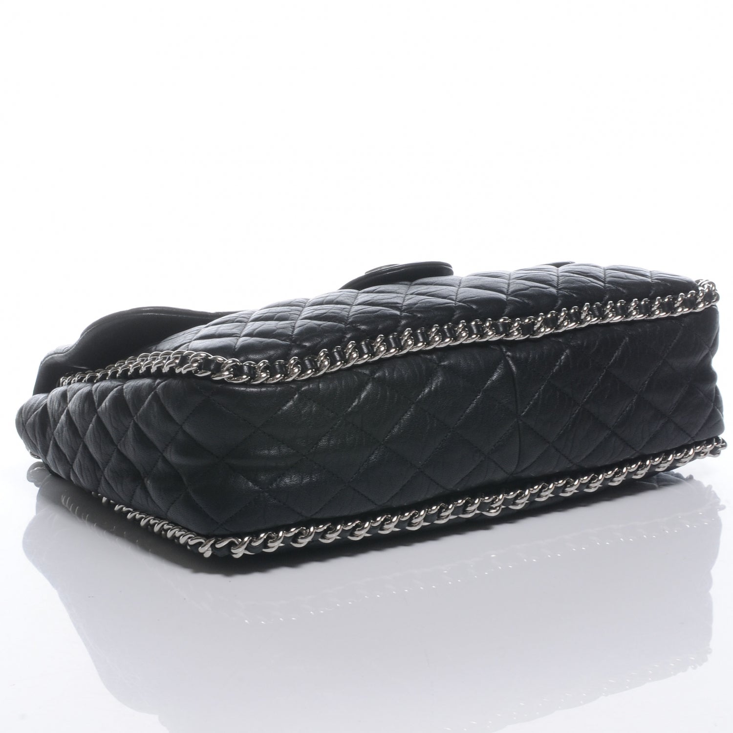 Chanel Washed Lambskin Chain Around Maxi Flap Bag Black 4 of 7