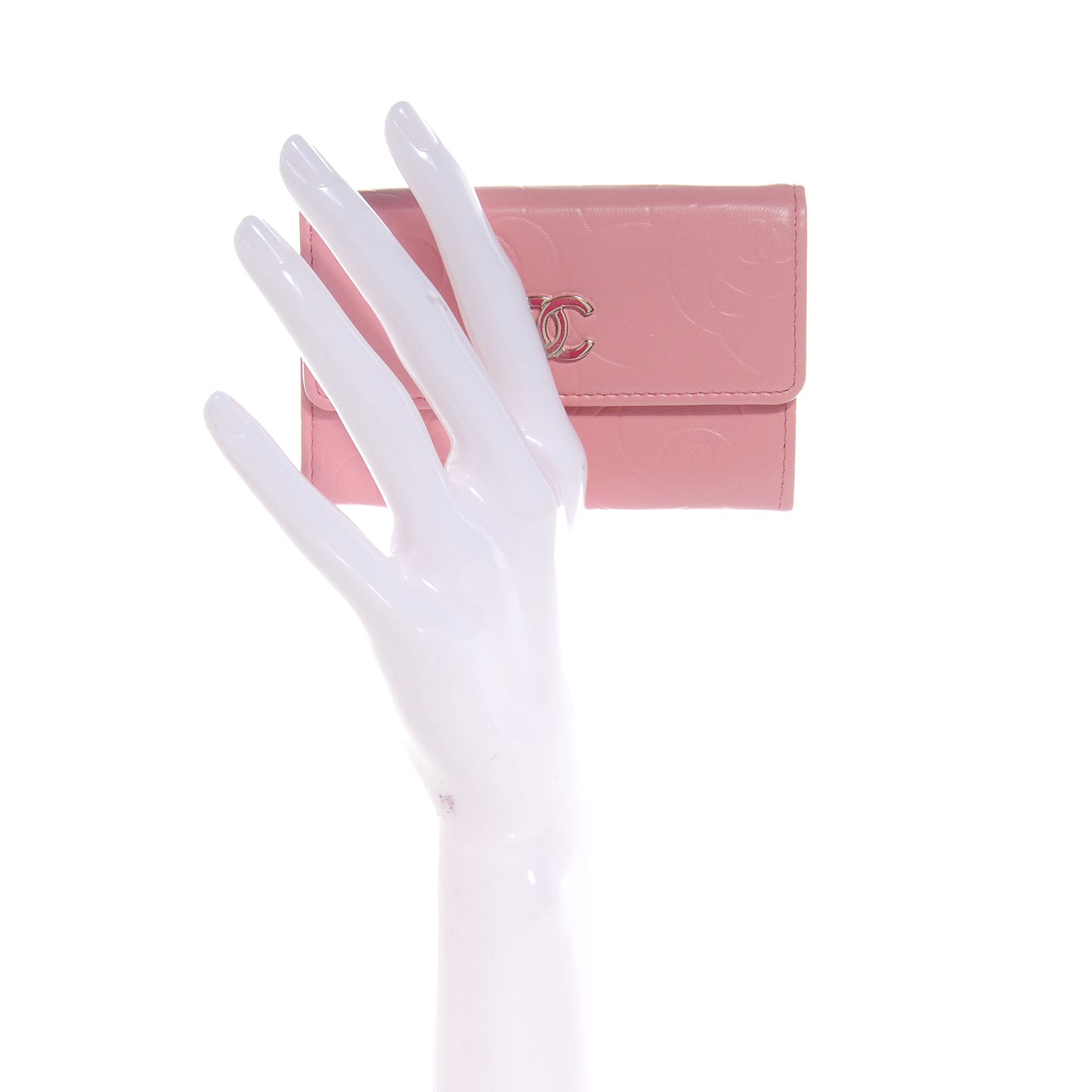 Lambskin Camellia Coin Purse Pink