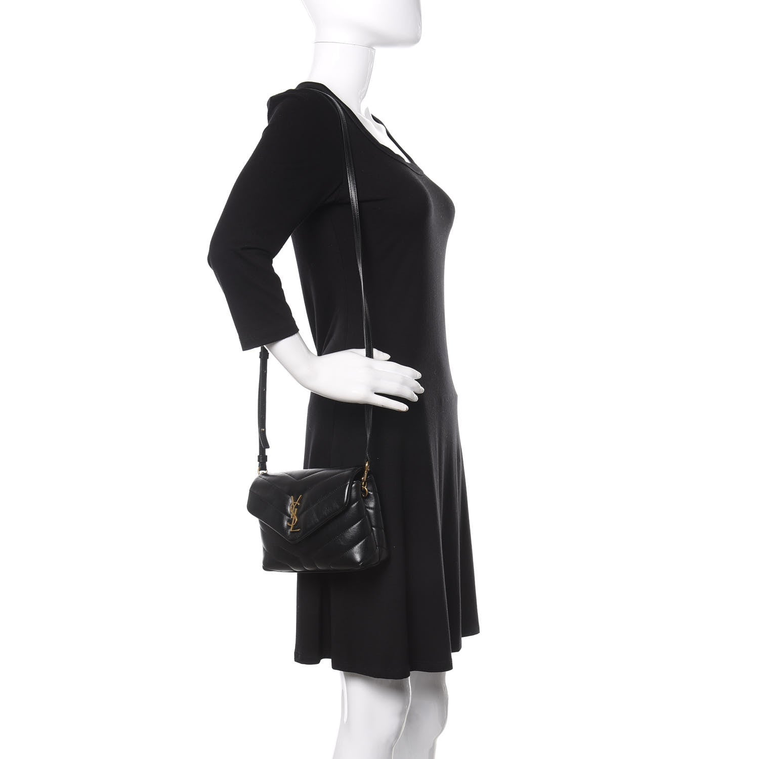 Saint Laurent Calfskin Y Quilted Monogram Toy Loulou Crossbody Bag Black 2 of 9