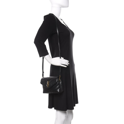 Saint Laurent Calfskin Y Quilted Monogram Toy Loulou Crossbody Bag Black 2 of 9