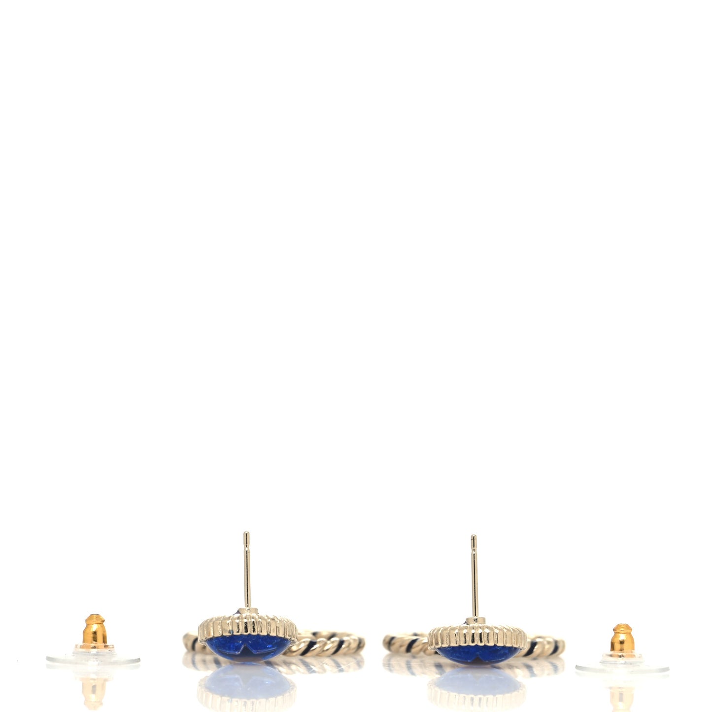 Resin Star CC Drop Earrings Blue Gold