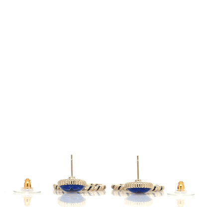 Chanel Resin Star CC Drop Earrings Blue Gold 3 of 4