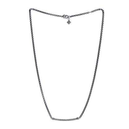 David Yurman Darkened Sterling Silver Diamond Petite Metro Necklace 3 of 8