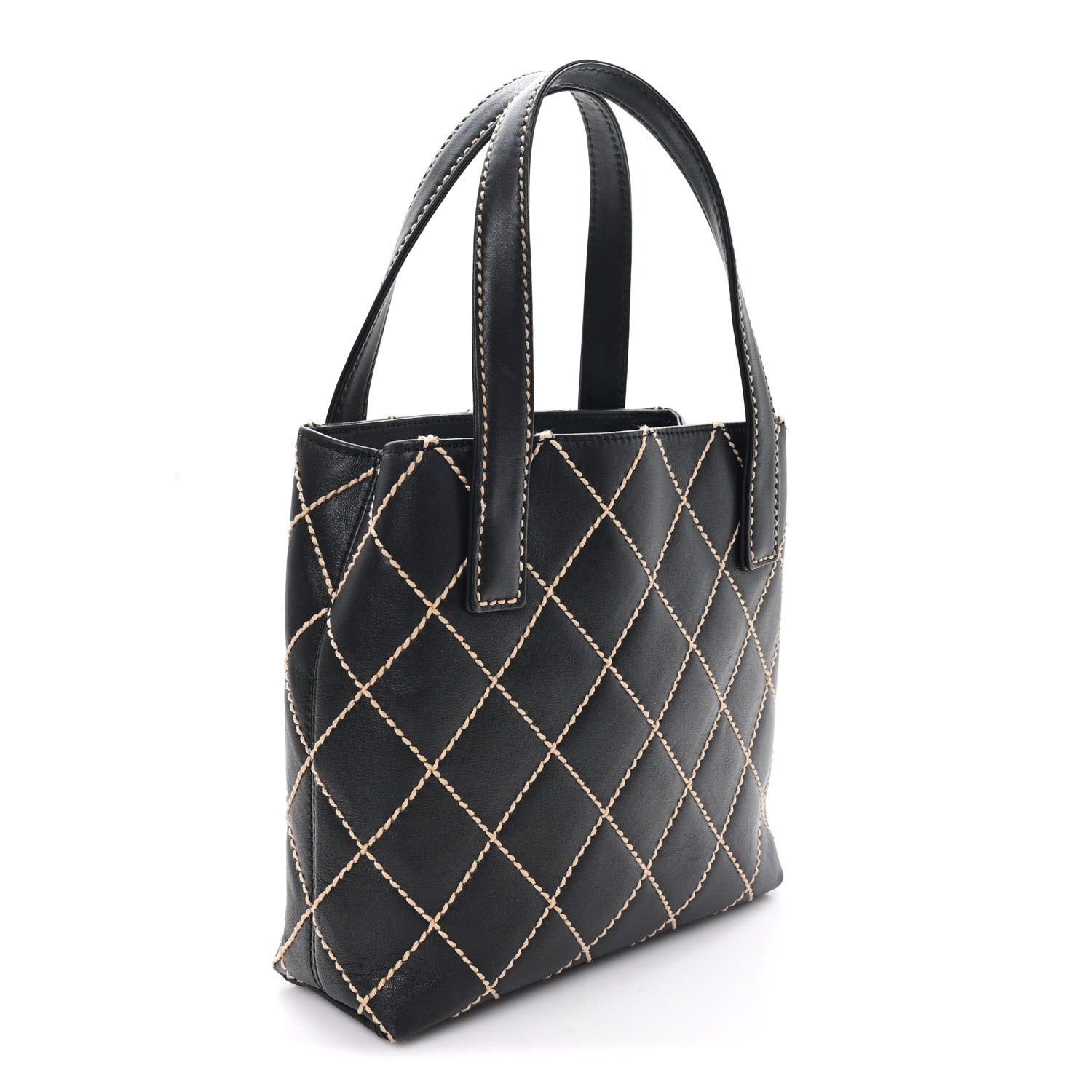 Chanel Calfskin Wild Stitch Tote Black 2 of 9