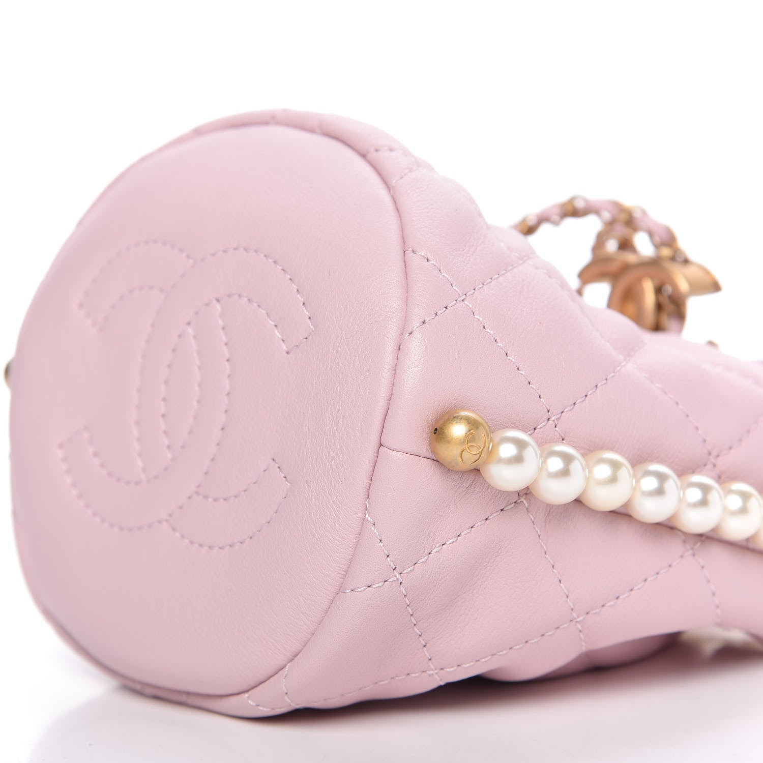 Chanel Calfskin Quilted Pearl Mini About Pearls Drawstring Bucket Light Pink 7 of 11