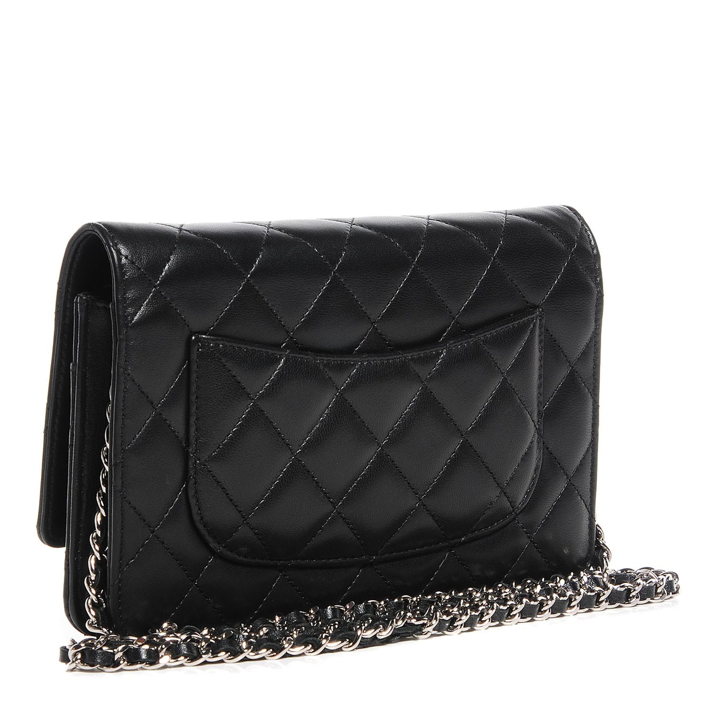 Lambskin Quilted Wallet On Chain WOC Black