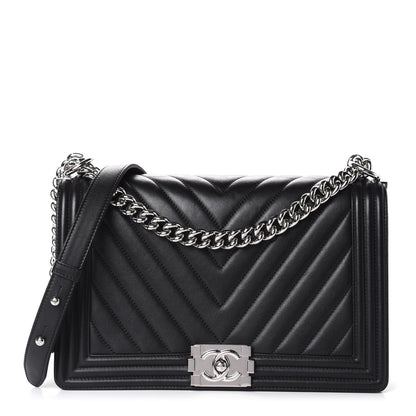 Chanel Lambskin Chevron Quilted New Medium Boy Flap Black 1 of 10
