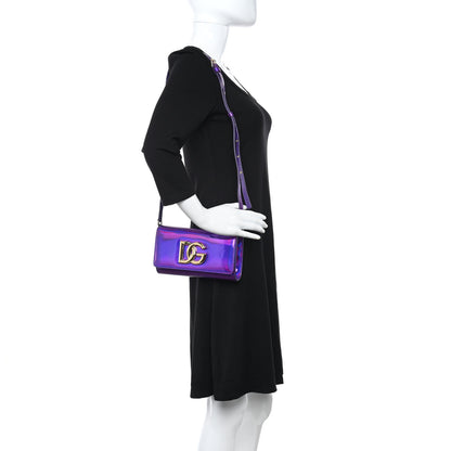 Dolce & Gabbana Holographic Patent Calfskin Strobo 3.5 Clutch Viola Medio 2 of 12