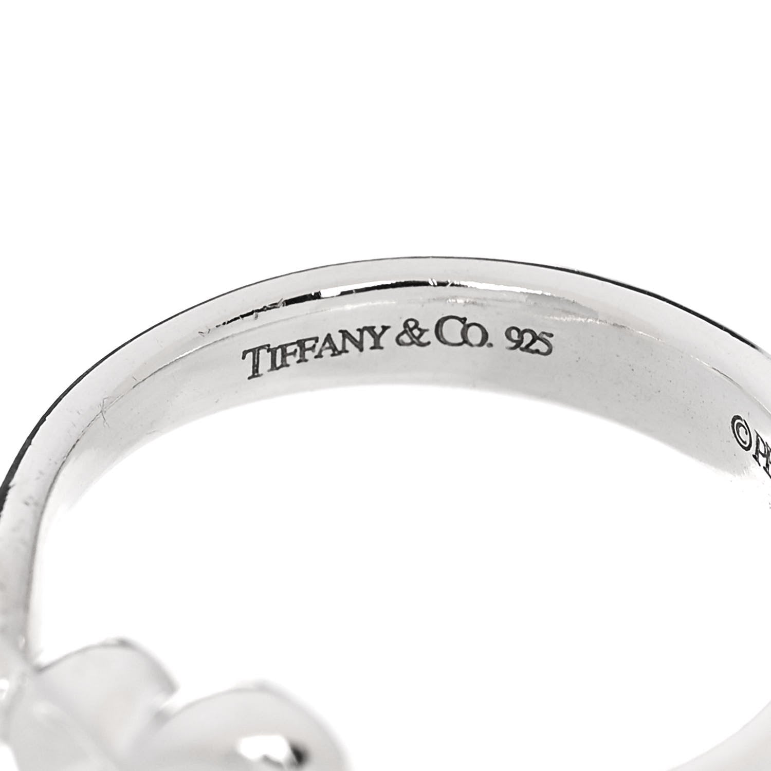 Tiffany Sterling Silver Diamond Elsa Peretti Open Heart Ring 49 4.75 4 of 5