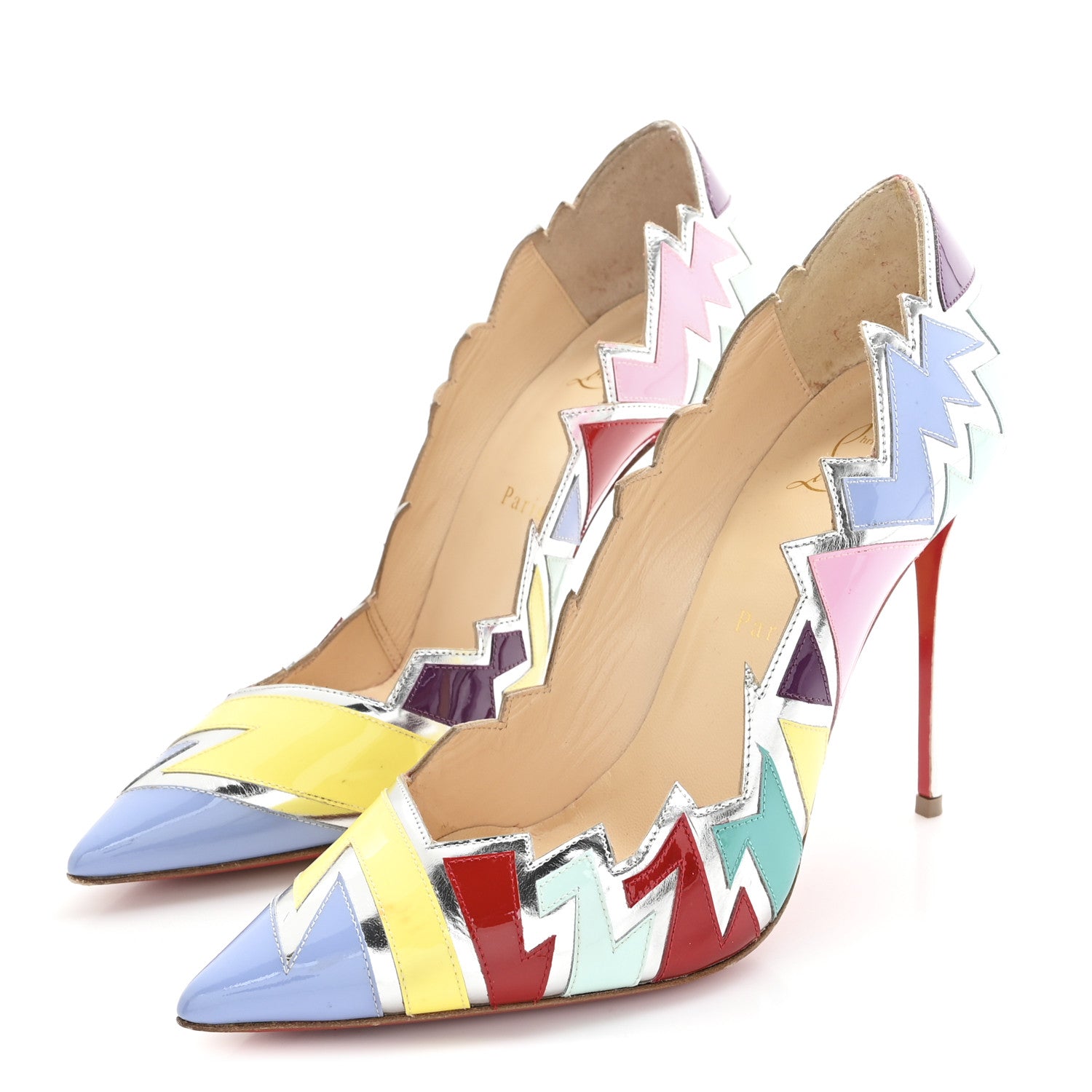 Christian Louboutin Metallic Shiny Nappa Patent Explorete 100 Pumps 39.5 Lavender Multicolor 4 of 8