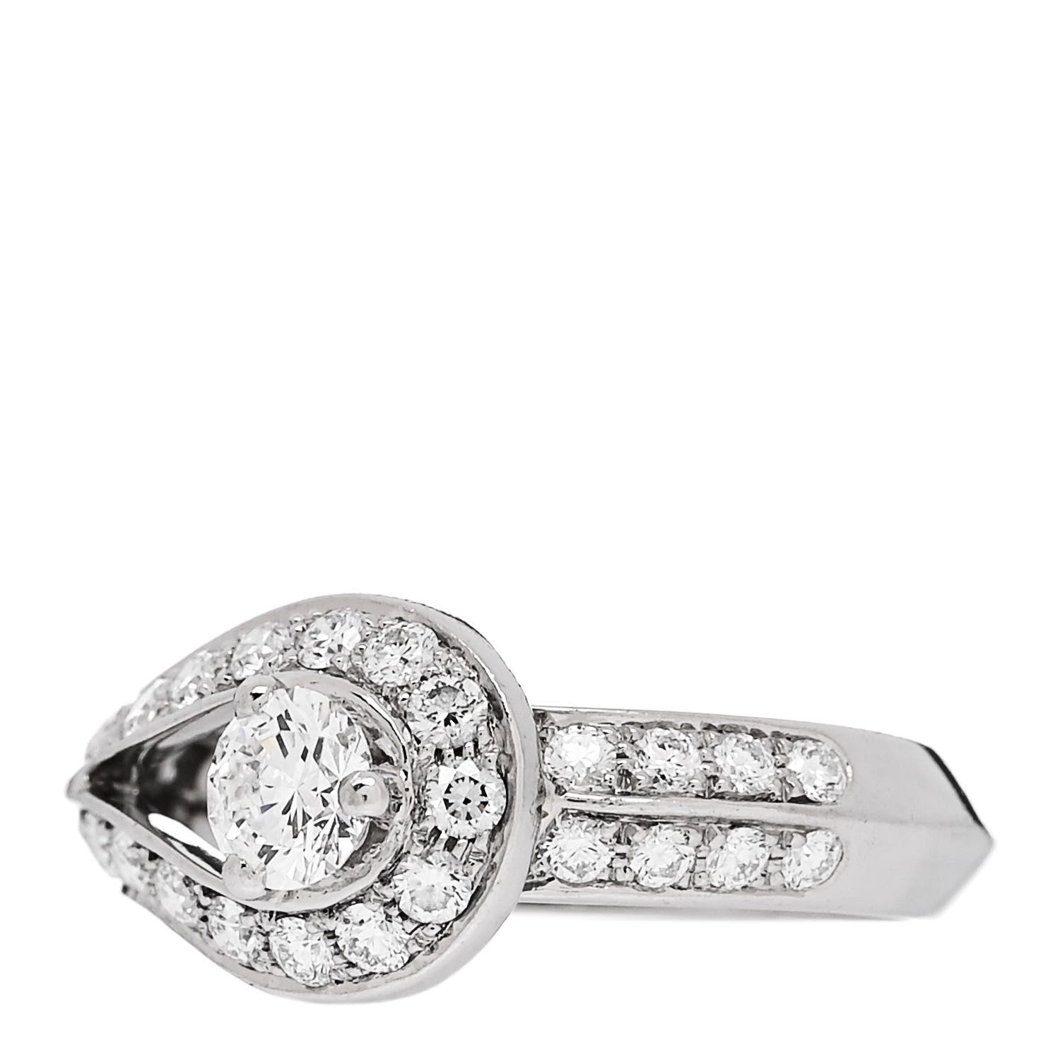 Van Cleef & Arpels Platinum Diamond .30ct Couture Solitaire Ring 50 5.25 3 of 6