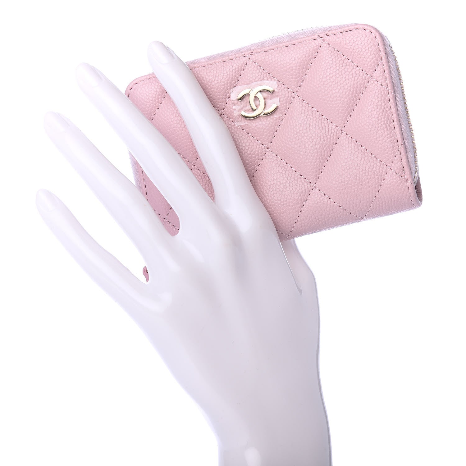 Chanel Caviar Quilted Zip Coin Purse Light Pink 2 of 8