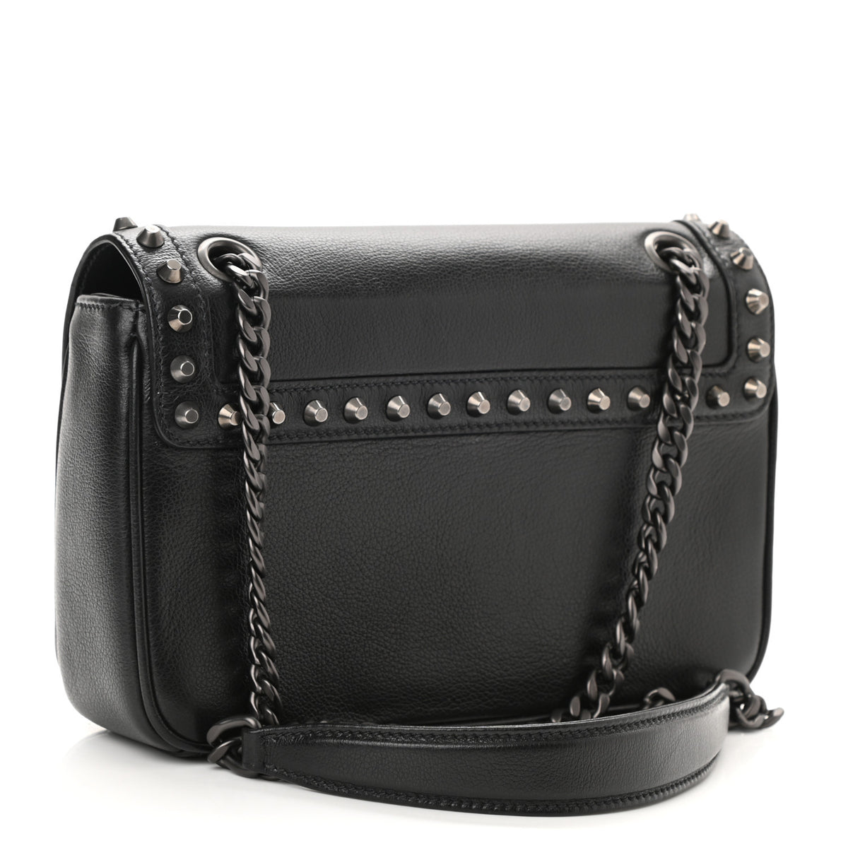 Prada Glace Calfskin Studded Crossbody Black 3 of 7