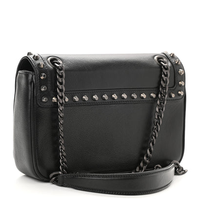 Prada Glace Calfskin Studded Crossbody Black 3 of 7