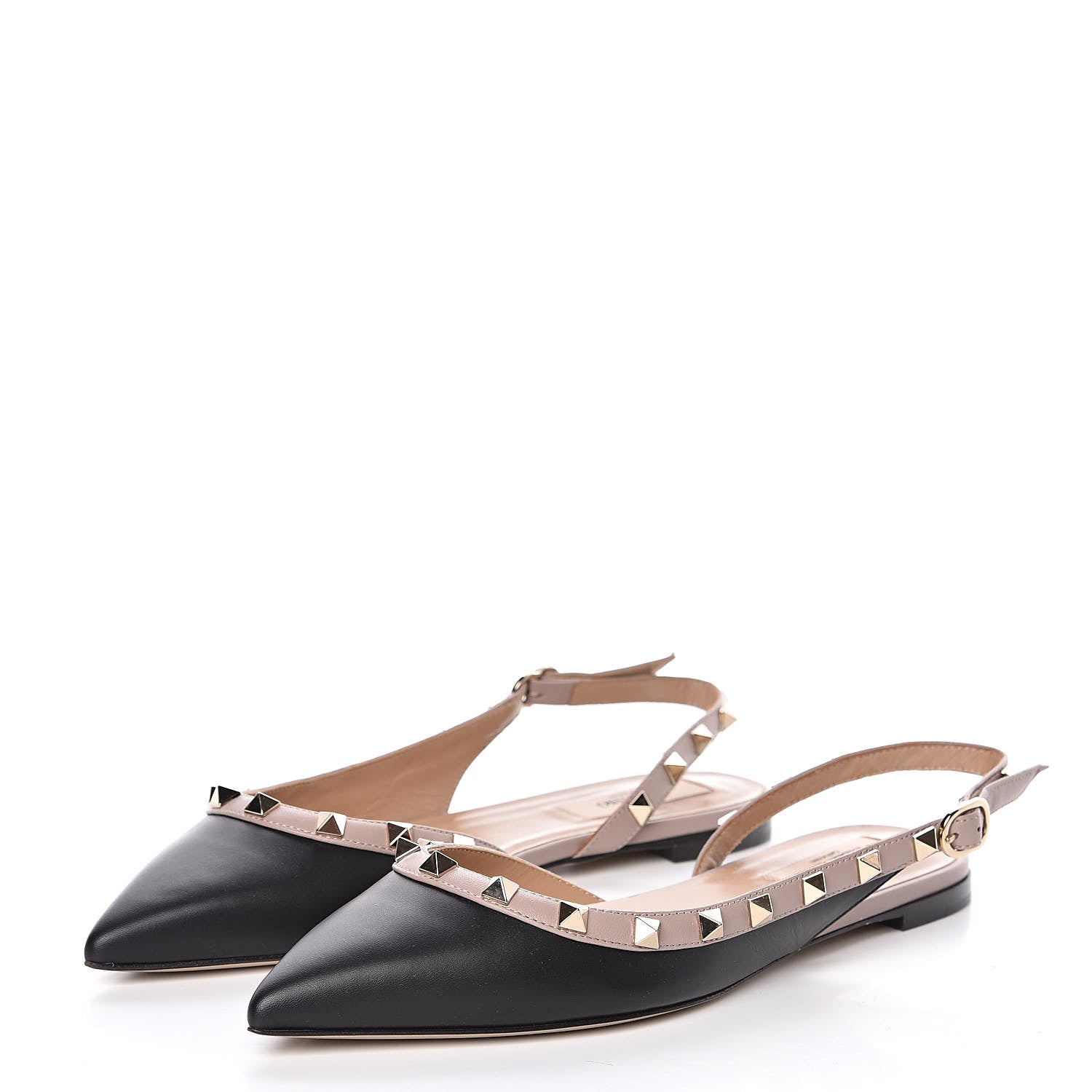 Valentino Garavani Nappa Rockstud Slingback Flats 37 Black Poudre 3 of 10