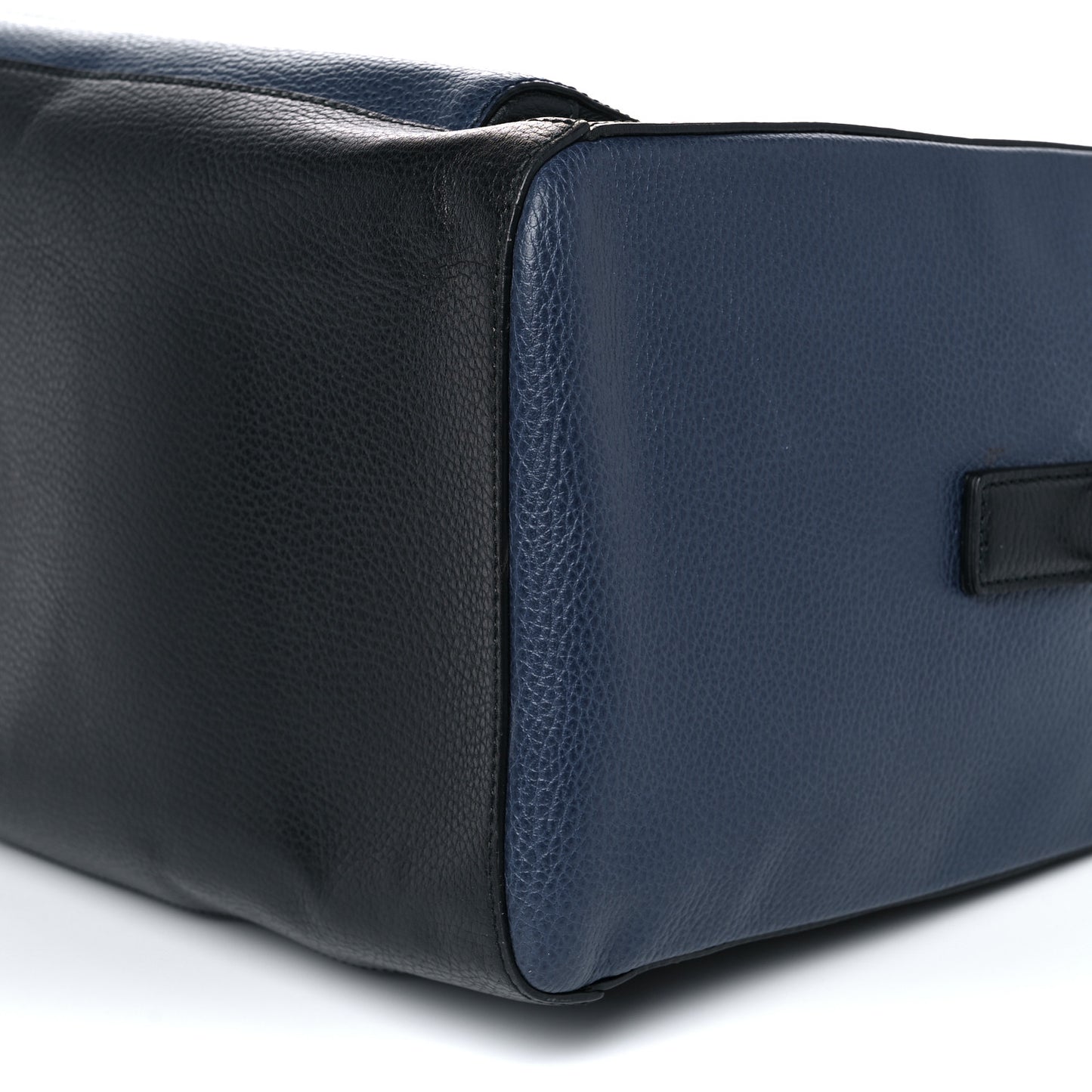 Pebbled Calfskin Large Cosmopolis Briefcase Black Navy