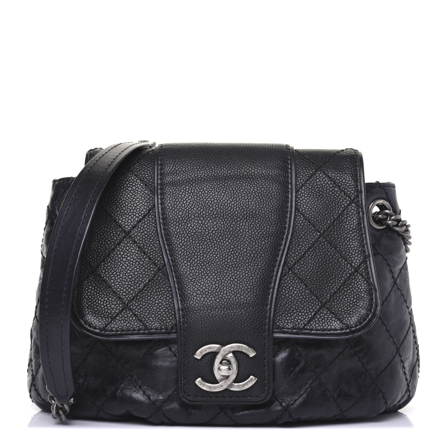 Chanel Caviar Aged Calfskin Medium Bubble Graphic Messenger Bag Black 1 of 18