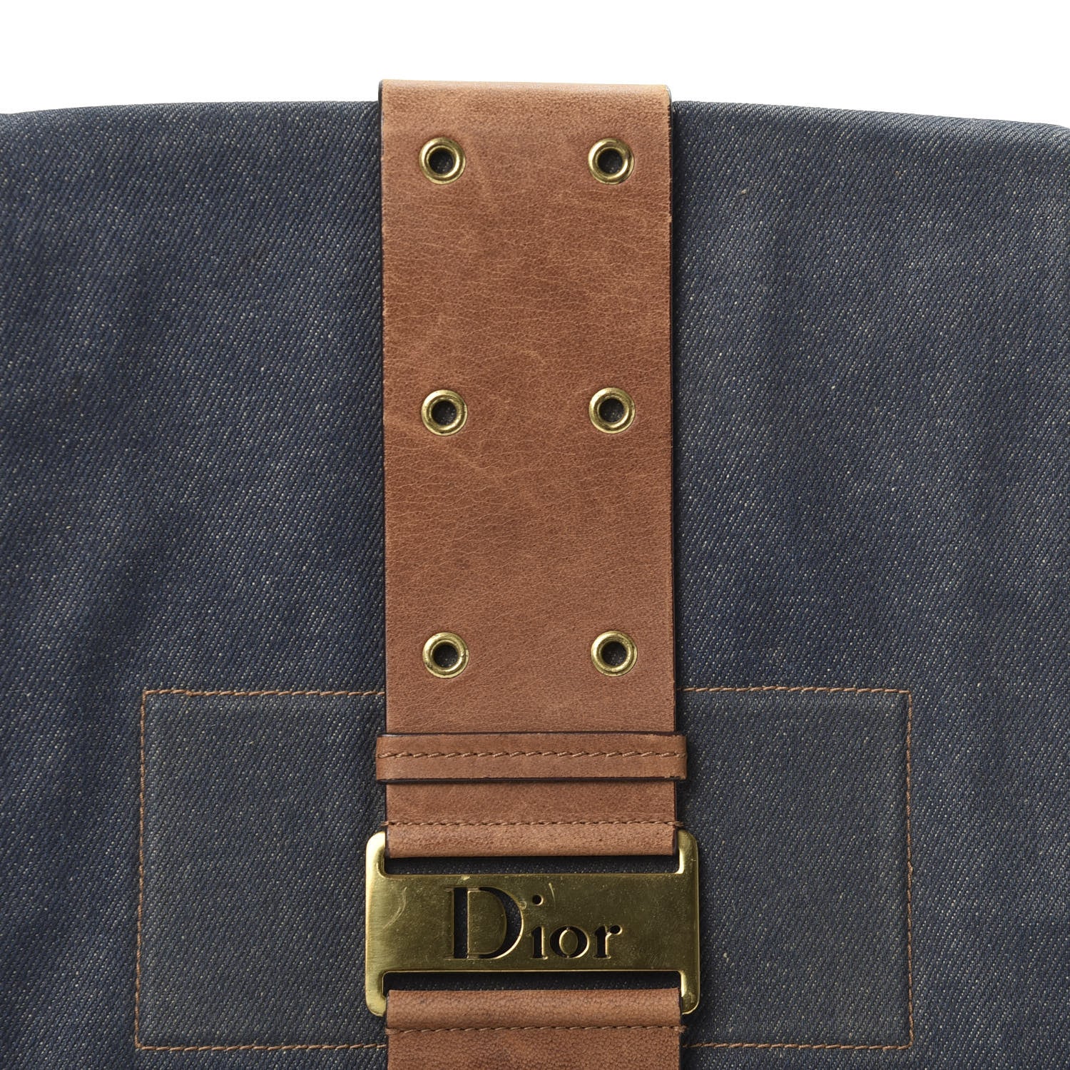 Christian Dior Denim Calfskin Street Chic Messenger Blue Brown 9 of 9