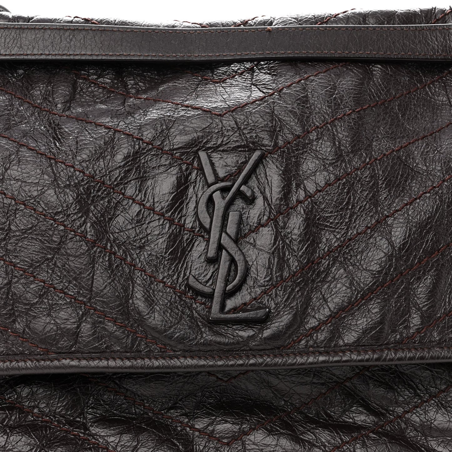 Crinkled Calfskin Matelasse Monogram Large Niki Chain Satchel Tulip