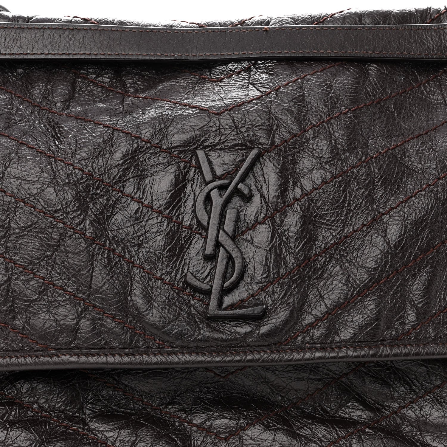 Saint Laurent Crinkled Calfskin Matelasse Monogram Large Niki Chain Satchel Tulip 7 of 12