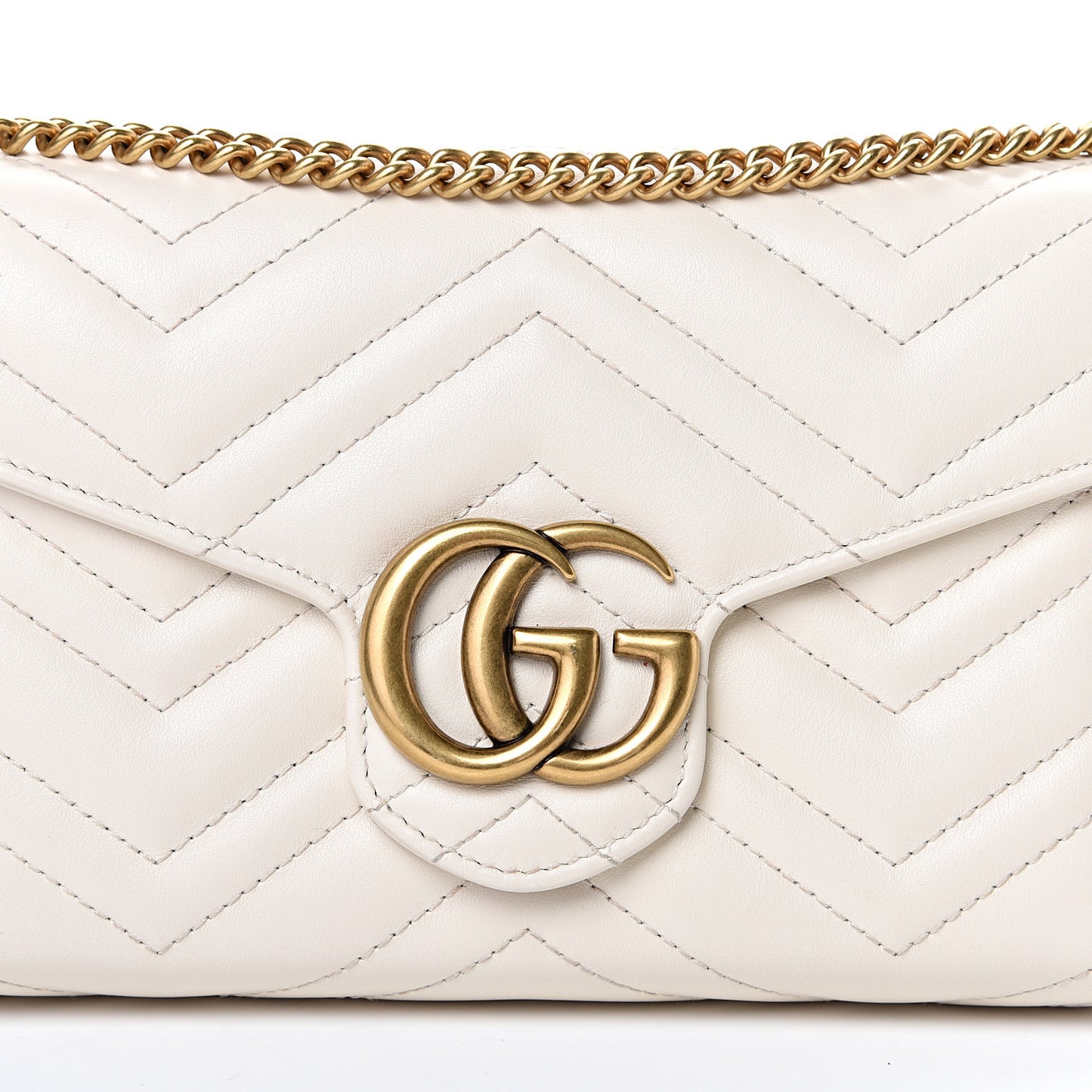 Calfskin Matelasse GG Marmont Chain Wallet Mystic White
