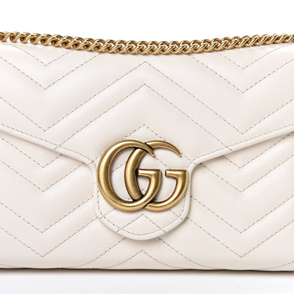 Gucci Calfskin Matelasse GG Marmont Chain Wallet Mystic White 7 of 11